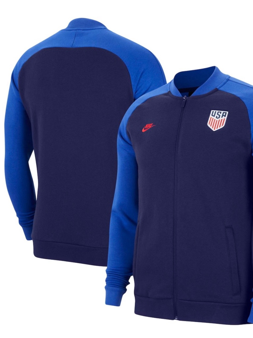 US Soccer Nike Fleece Full Zip Track Jacket Navy Size Small USA Embroidered